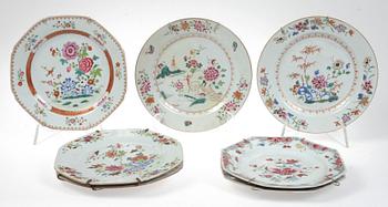 TALLRIKAR, 7 st, porslin, Kina, 1700-tal.