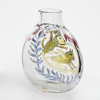 Ulrica Hydman Vallien, a unique glass vase, signed and dated 1982.