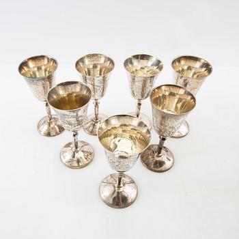 Cup 7+6 pcs first half of the 20th century, silver plate.