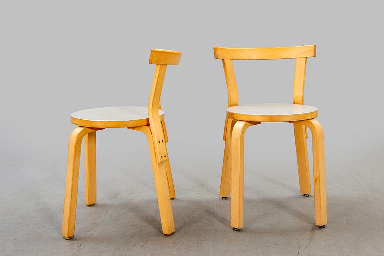 Alvar Aalto, chairs, 2 pcs, model 68, 1960s, Finland.