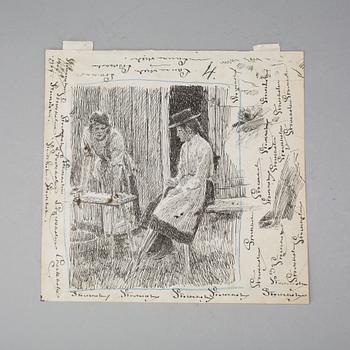 EUGÈNE JANSSON, teckning. Signerad och daterad 1905.