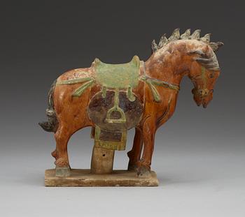 A glazed pottery figure of a horse, Ming dynasty.