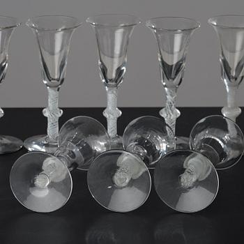 A set of nine glasses, England, 18th Century.