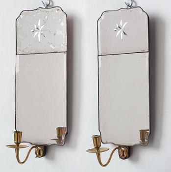 A pair of Rococo one-light girandole mirrors by Nils Meunier 1771.