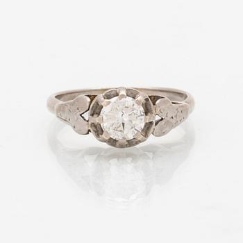 Ring, solitaire, 18K vitguld, 1 briljantslipad diamant ca 0,50 ct, Inclusions, storlek ca 16,25/51.