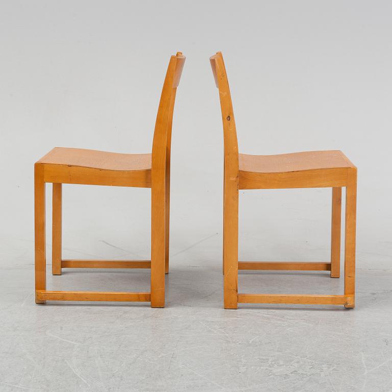 Six birch chairs by Sven Markelius, mid 20th Century.