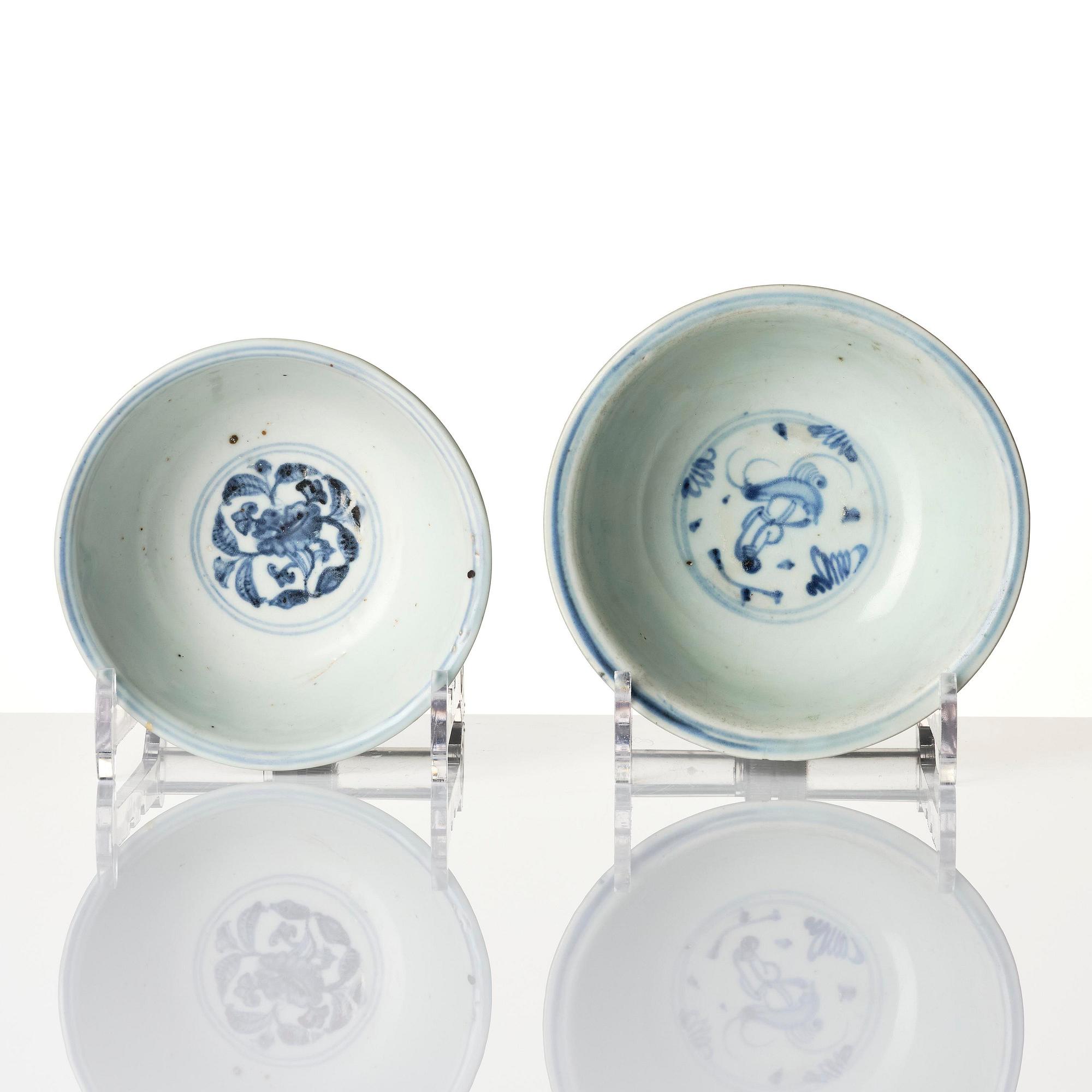 Two blue and white bowls, Ming dynasty (1368-1644).