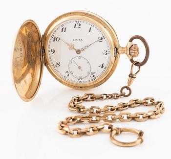 Cyma, pocket watch, hunter, 50 mm.