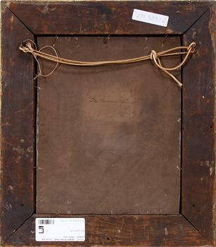 OKÄND KONSTNÄR, olja på pannå. 1800-tal.