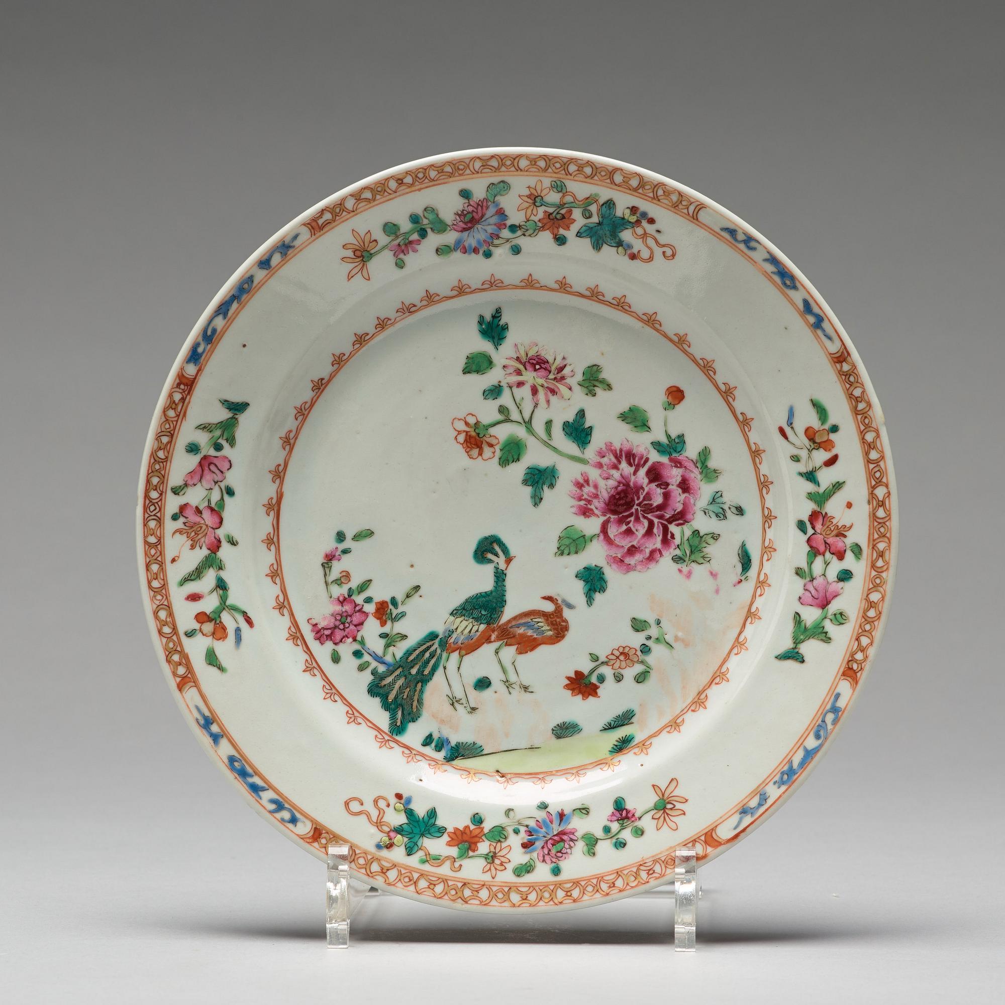 TALLRIKAR, sex stycken, samt FAT, kompaniporslin. Qingdynastin, Qianlong (1736-95).