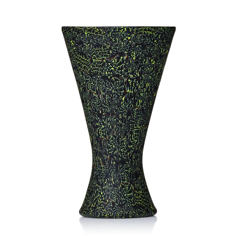 Paolo Venini, a black and yellow 'Mezzaluna Murrine' vase, Venini Italy 1950s.
