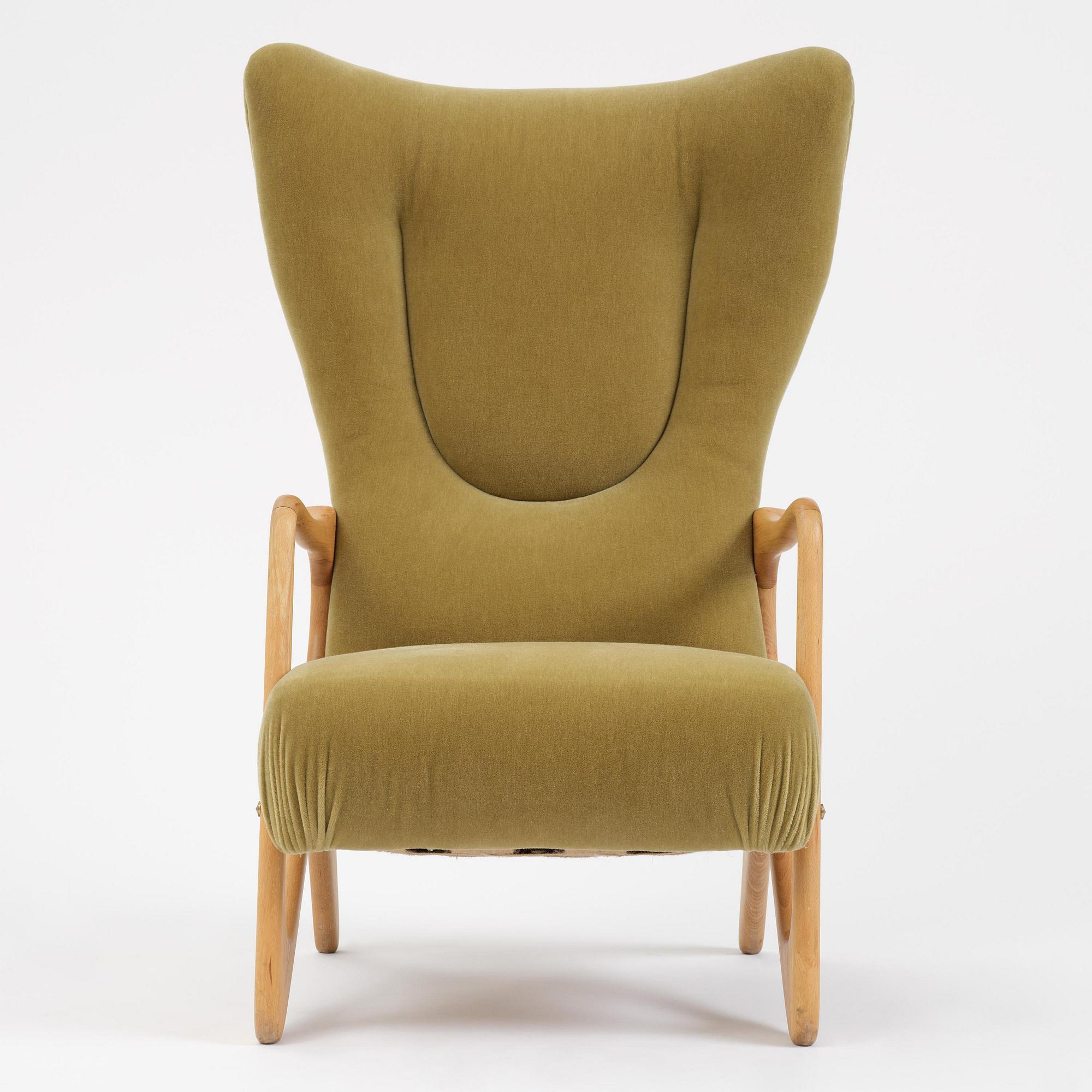 Jens Malling Pedersen, a rare "Pelican" high back easy chair, Dantos, Vejle, Denmark, 1950s.