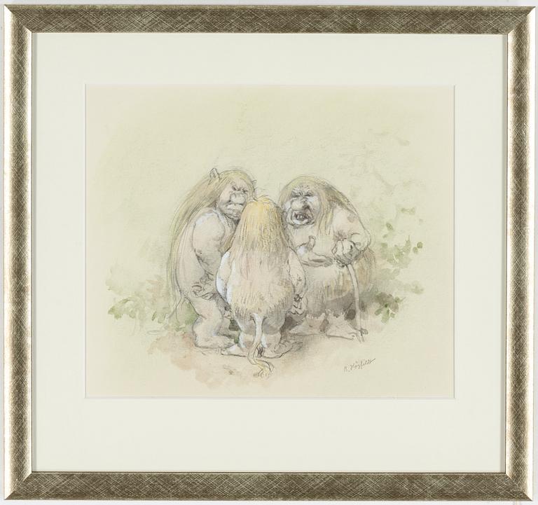 ROBERT HÖGFELDT, mixed media on paper, signed R. Högfeldt.