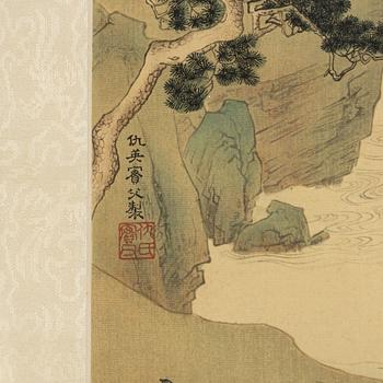 A Chinese painting, ink and colour on silk, 20th century.
