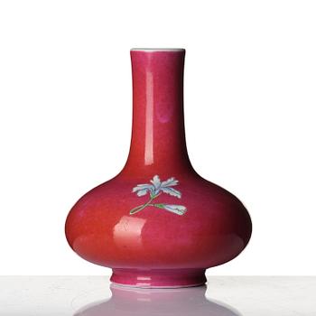 A pink ground famille rose 'floral' vase, Republic, 20th century.