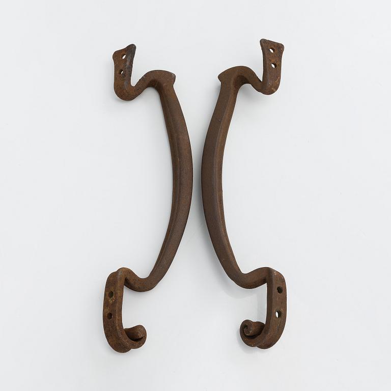 Early 20th century Art Nouveau mirror pair door handles.