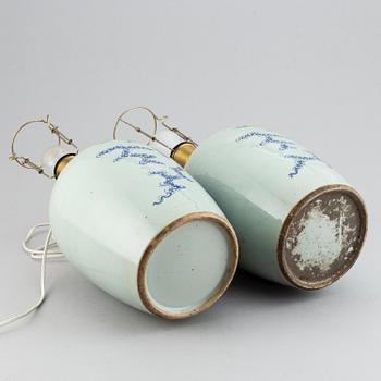 A pair table lamps/vases, late Qing/early 20th Century.