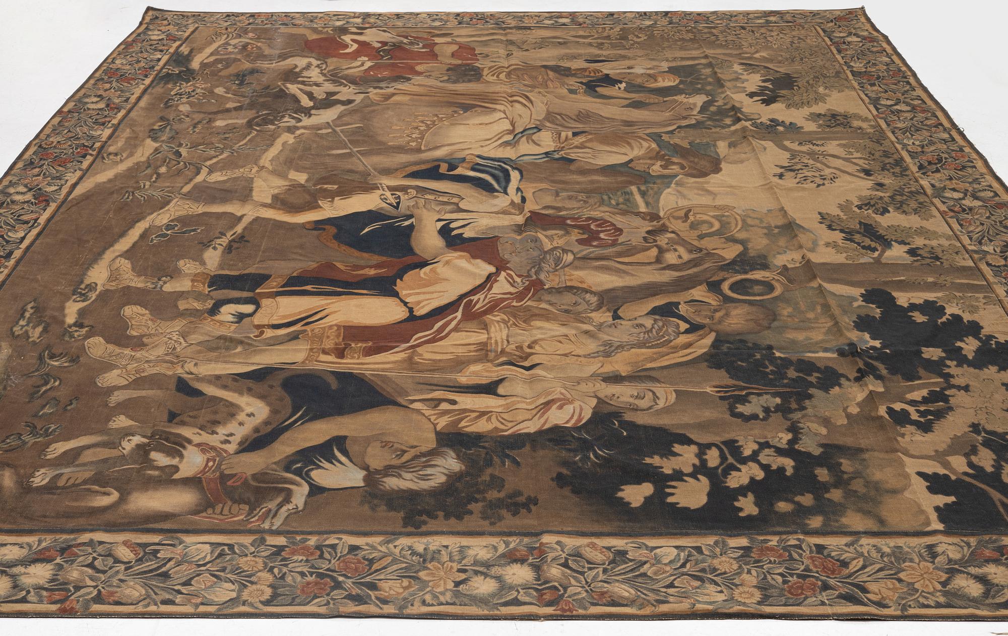 Painted wallpaper, Europe, circa 1900. 440 x 320 cm.