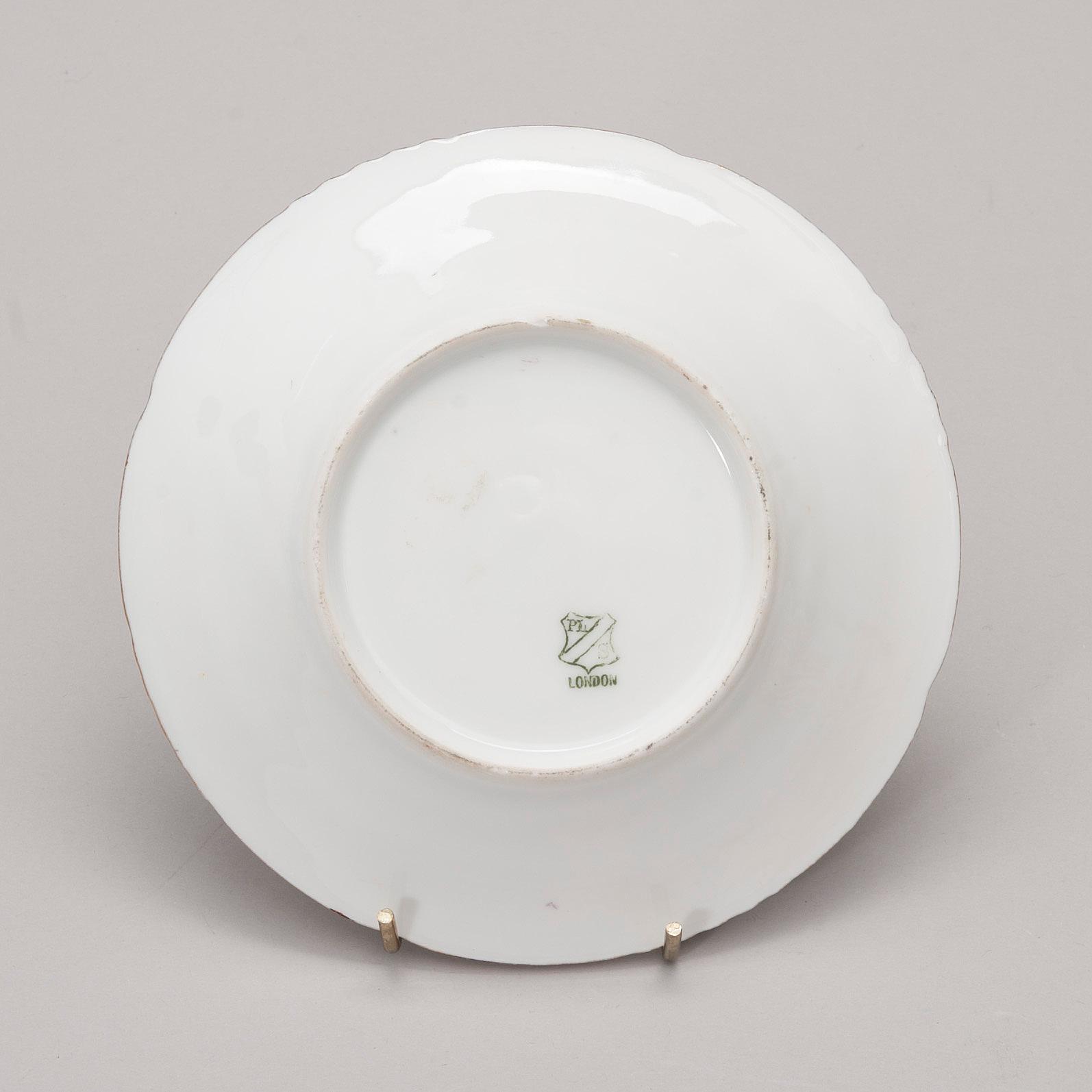 TEKOPPAR, 12 st, porslin, "London" Pfeiffer & Löwenstein, Schlackenwerth, Böhmen, sekelskiftet 1800/1900.