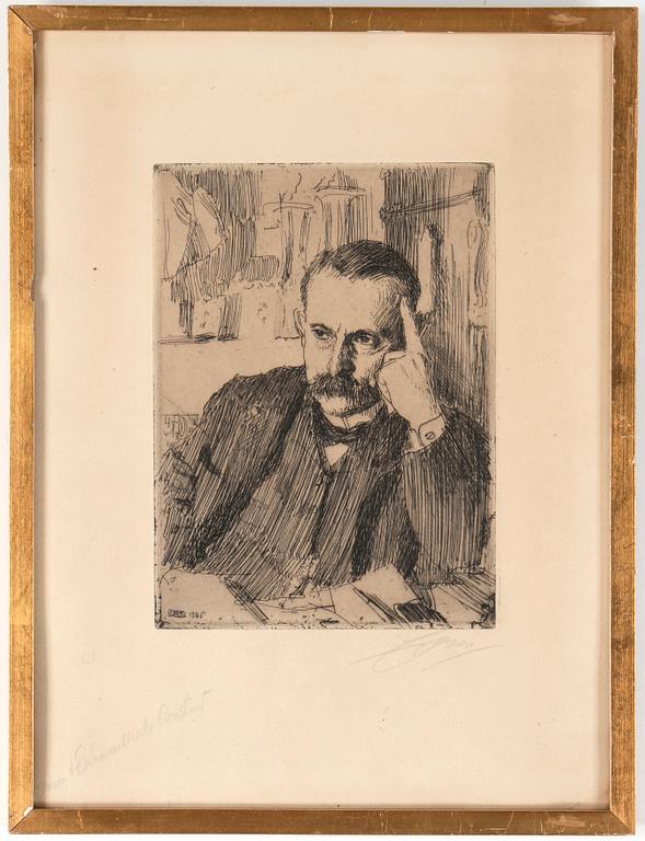 ANDERS ZORN, etsning, "D'Estournelles de Constant", signerad med blyerts, signerad och daterad 1906 i plåten.