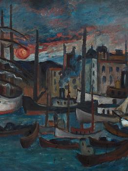 Eric Hallström, "Soluppgång vid Slussen" (Sunrise at Slussen).