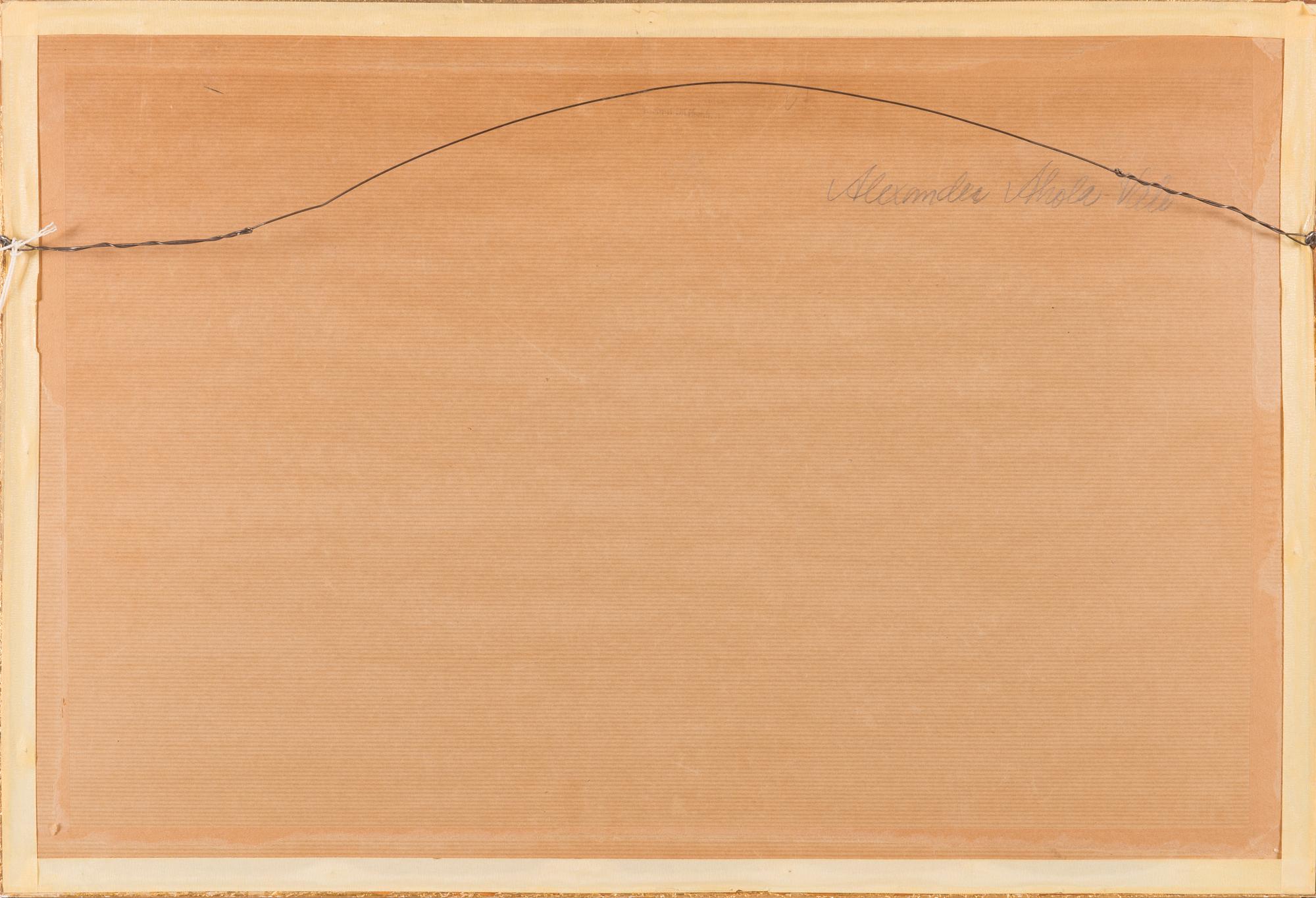 Aleksanteri Ahola-valo, linoleum cut and gouache, monogram signed.