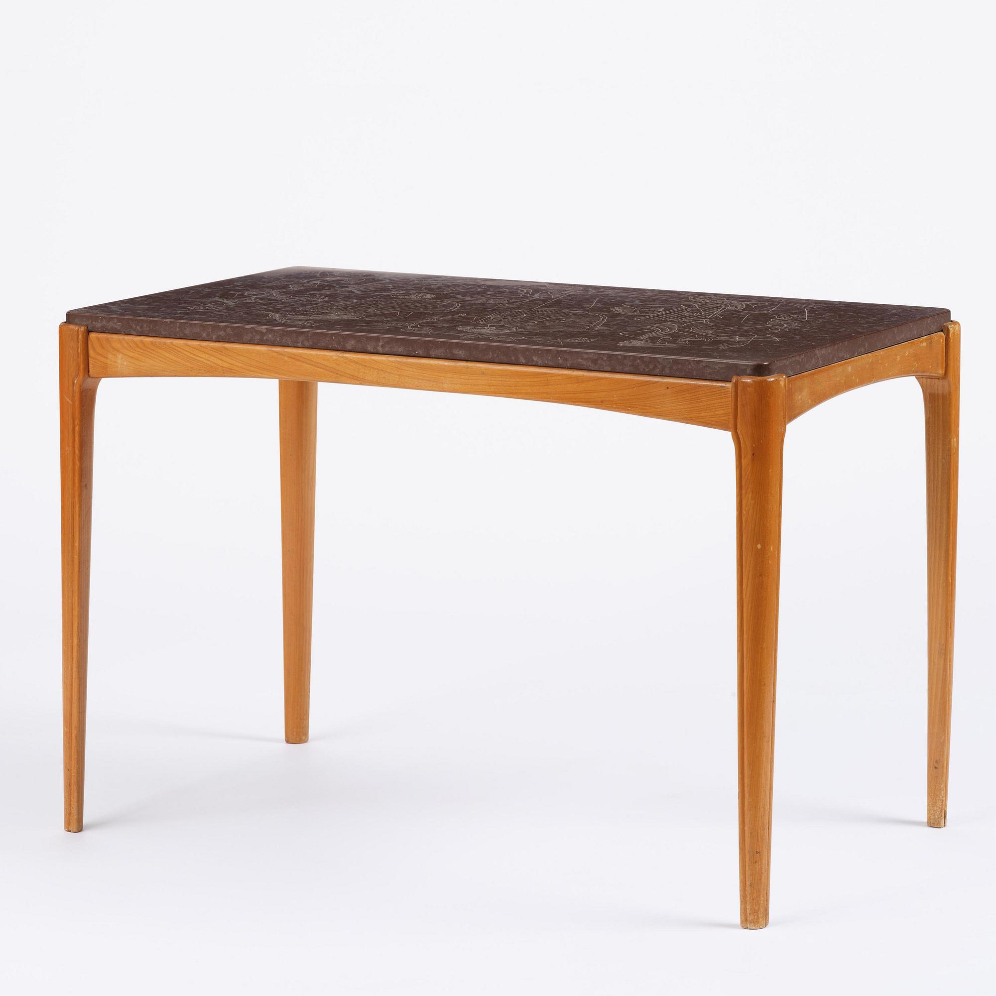 Ulla Fogelklou-Skogh, a Swedish Modern table with a limestone top, 1940s.