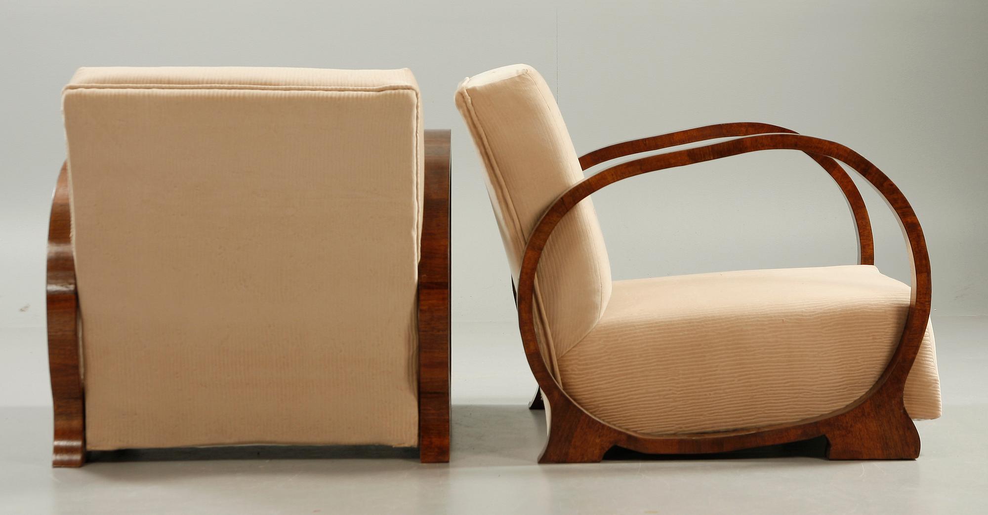 FÅTÖLJER, ett par, art decostil, 1900-talets andra hälft.