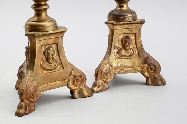 LJUSSTAKAR, förgylld brons, 1700-/1800-tal.