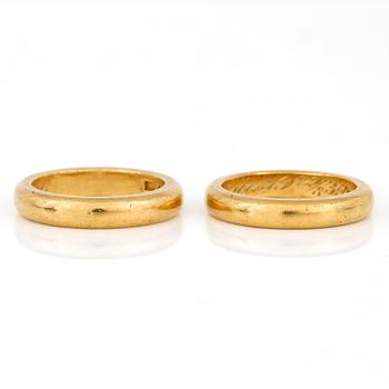 RINGAR, 2 st, Stockholm, 1920-tal, 23K guld.
