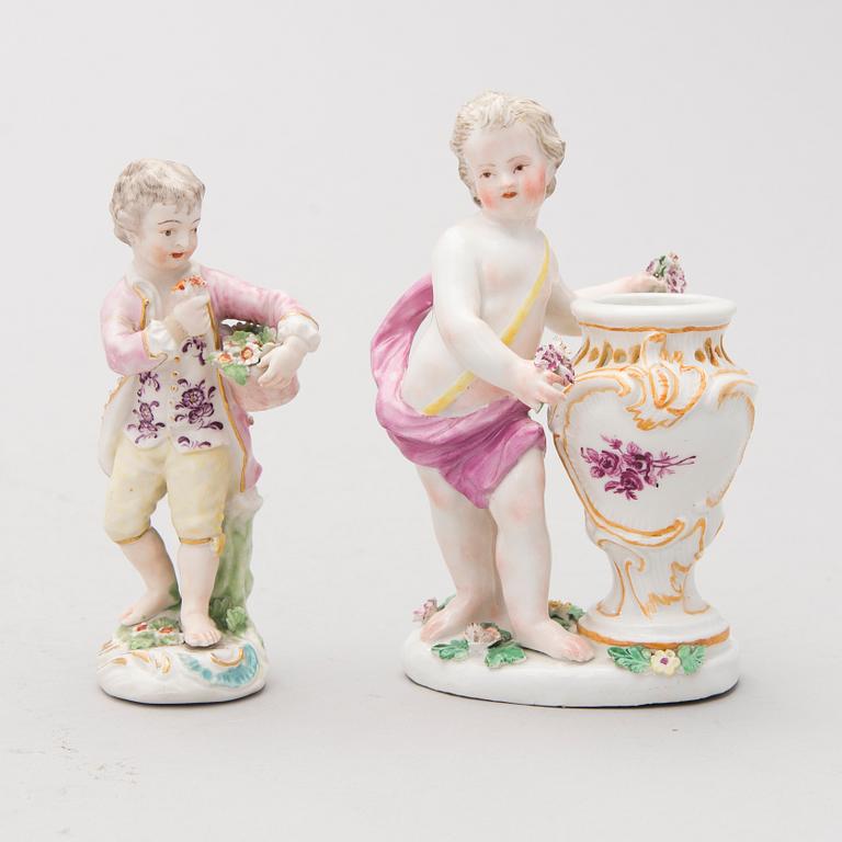 Two 18th Century porcelain figurines, probably from Nymphenburg, Germany.