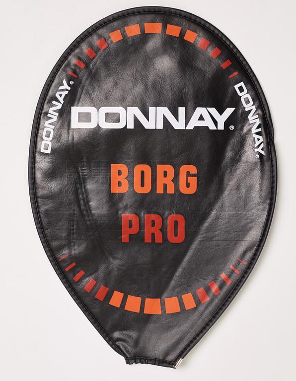 Tennis racket, Donnay. Signed by Björn Borg, specially made Donnay Borg Pro.