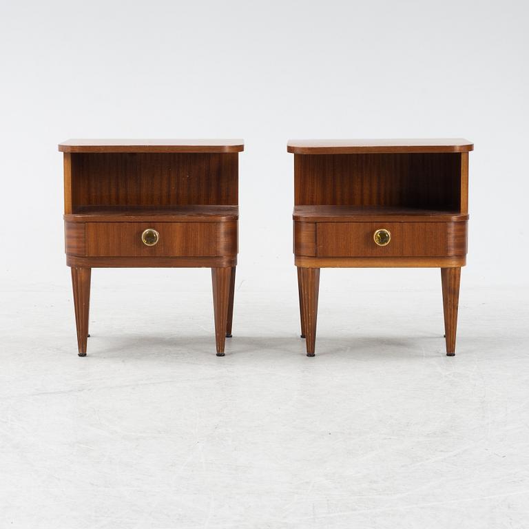 A pair of Swedish Modern bedside tables, 1940's/50's.