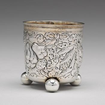 Georg Daniel Dürsch, bägare på kulfötter, silver, Nürnberg (verksam 1668-1721. Barock.