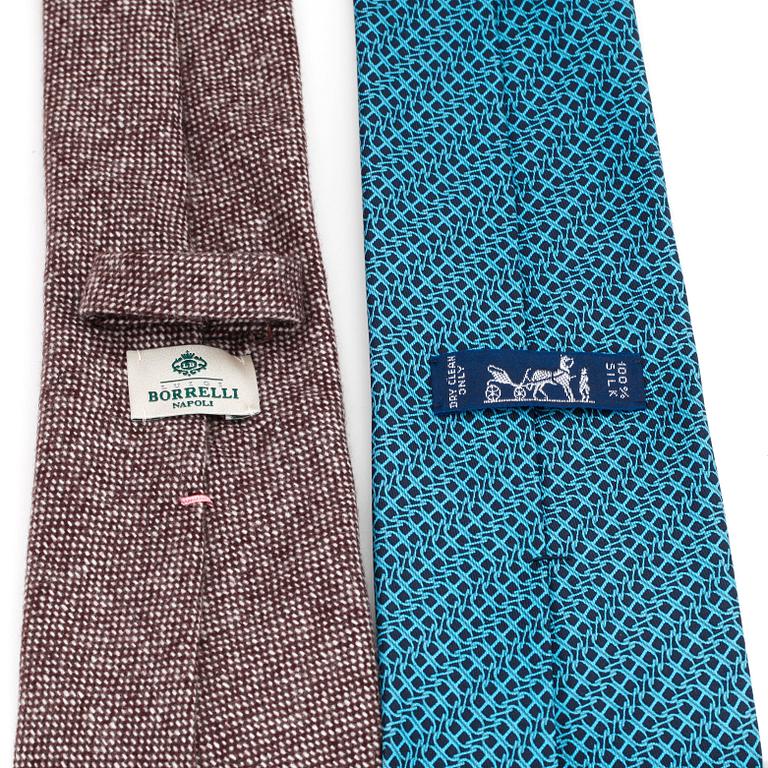 HERMÈS and BORRELLI, two silk and cashmere ties.
