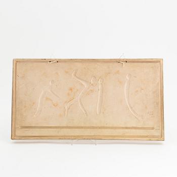 Bertel Thorvaldsen, after, a painted plaster relief, manufactered by Peter Ipsen, 19th century.