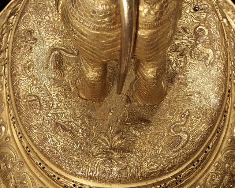 An important South German late 16th century gilt copper and bronze elephant automaton figure clock.