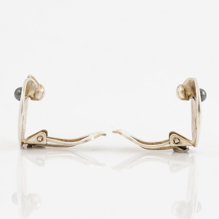 Georg Jensen, design Nanna Ditzel, earrings, a pair, silver with hematite.