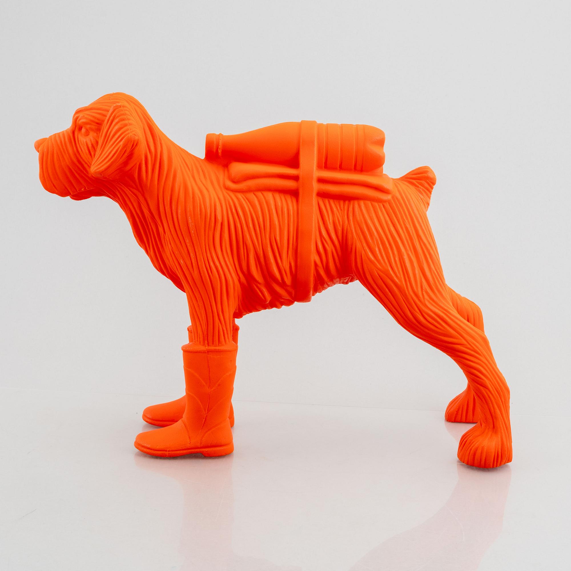 William Sweetlove,  "Cloned Schnauzer with water bottle". (Orange).