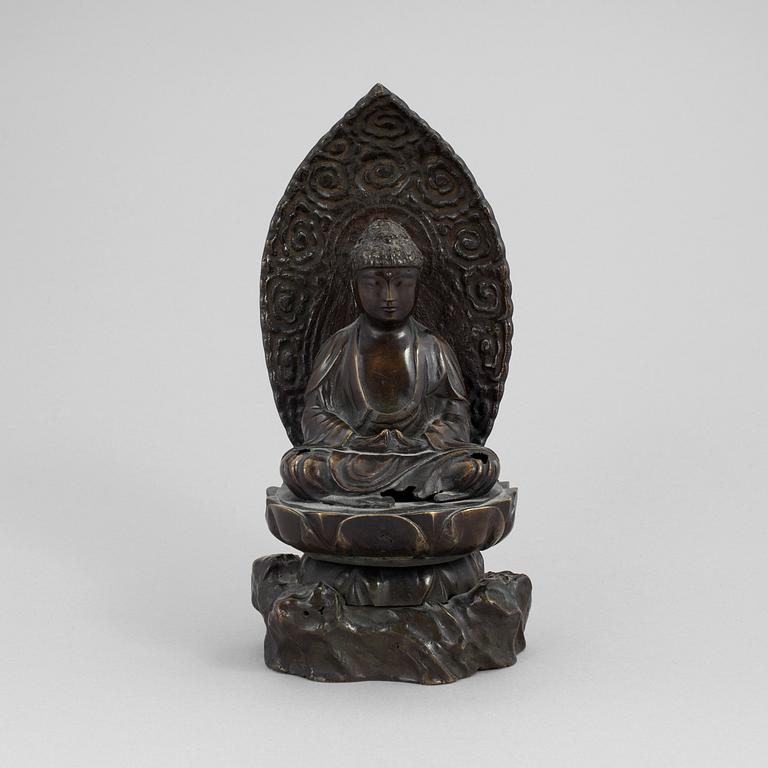 A JAPANESE BRONZE BUDDHA, Meiji.