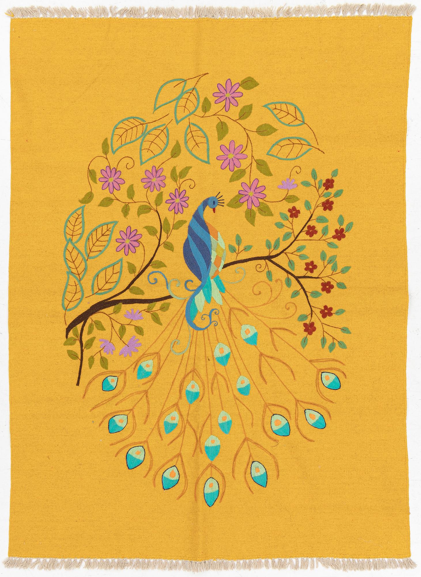 A hand-embroidered kilim rug, c. 200 x 156 cm.
