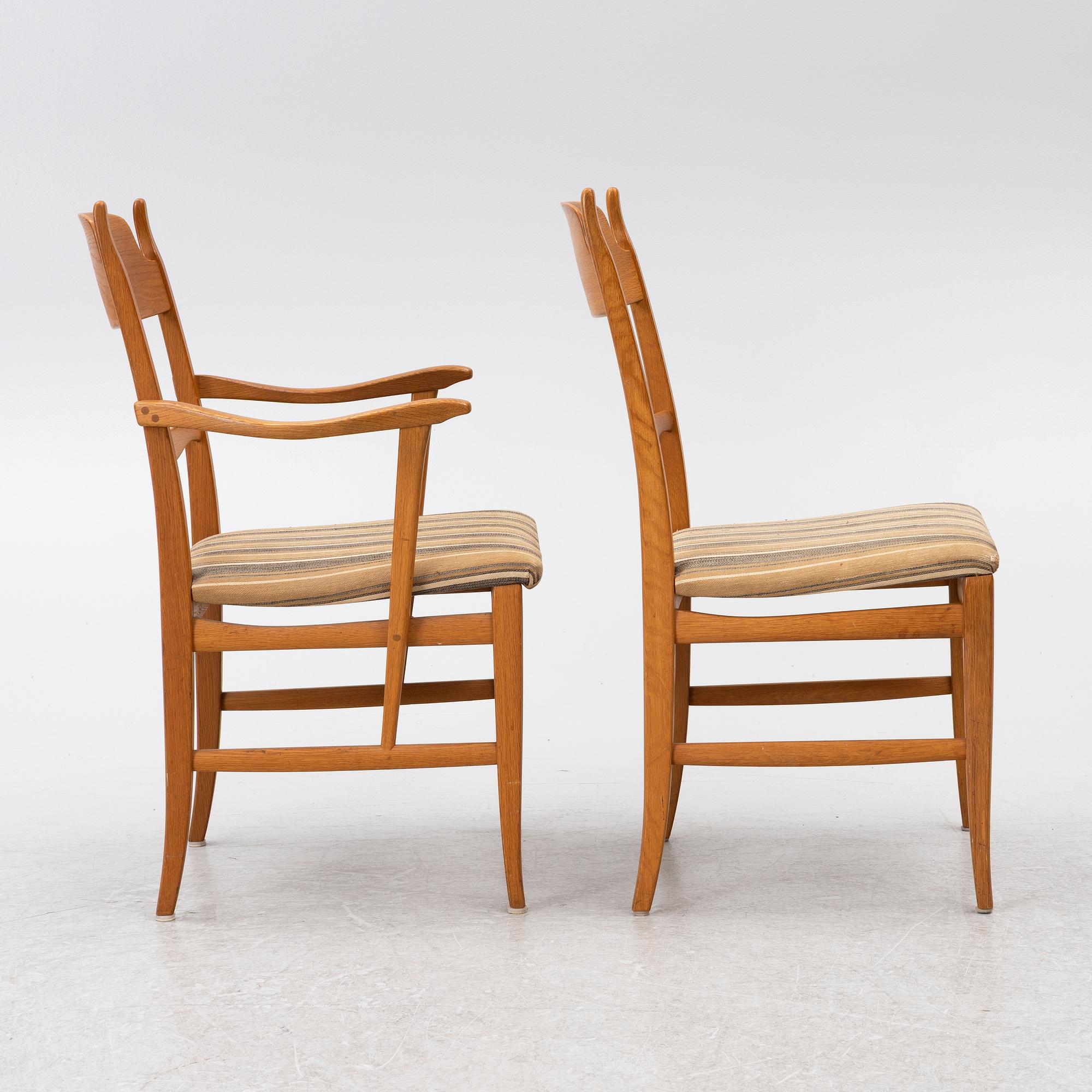 Carl Malmsten, A nine piece dining set, 'Camare Nyckel', by Åfors Möbelfabrik, Sweden, 1960's.
