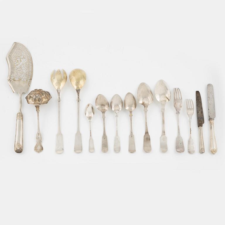 A set of Finnish and Russian silver cutlery, (36 pieces).