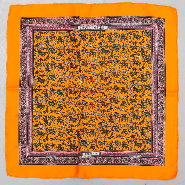 HERMÉS, SCARVES, 2, "Chasse en Inde" & "Pani la shar pawnee".