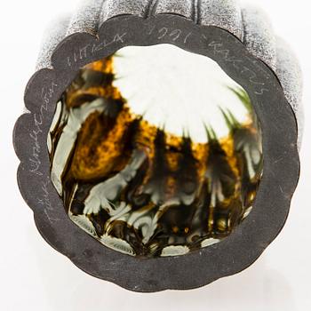 TIINA NORDSTRÖM, veistos, "Lehtikaktus", signeerattu Tiina Nordström Iittala 1991.