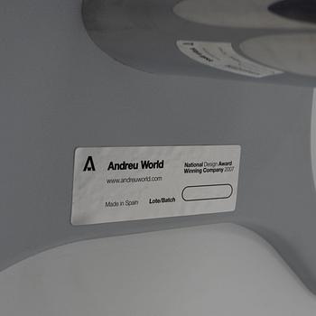 An aluminum and glass dining table from Andreu World, 21st Century.
