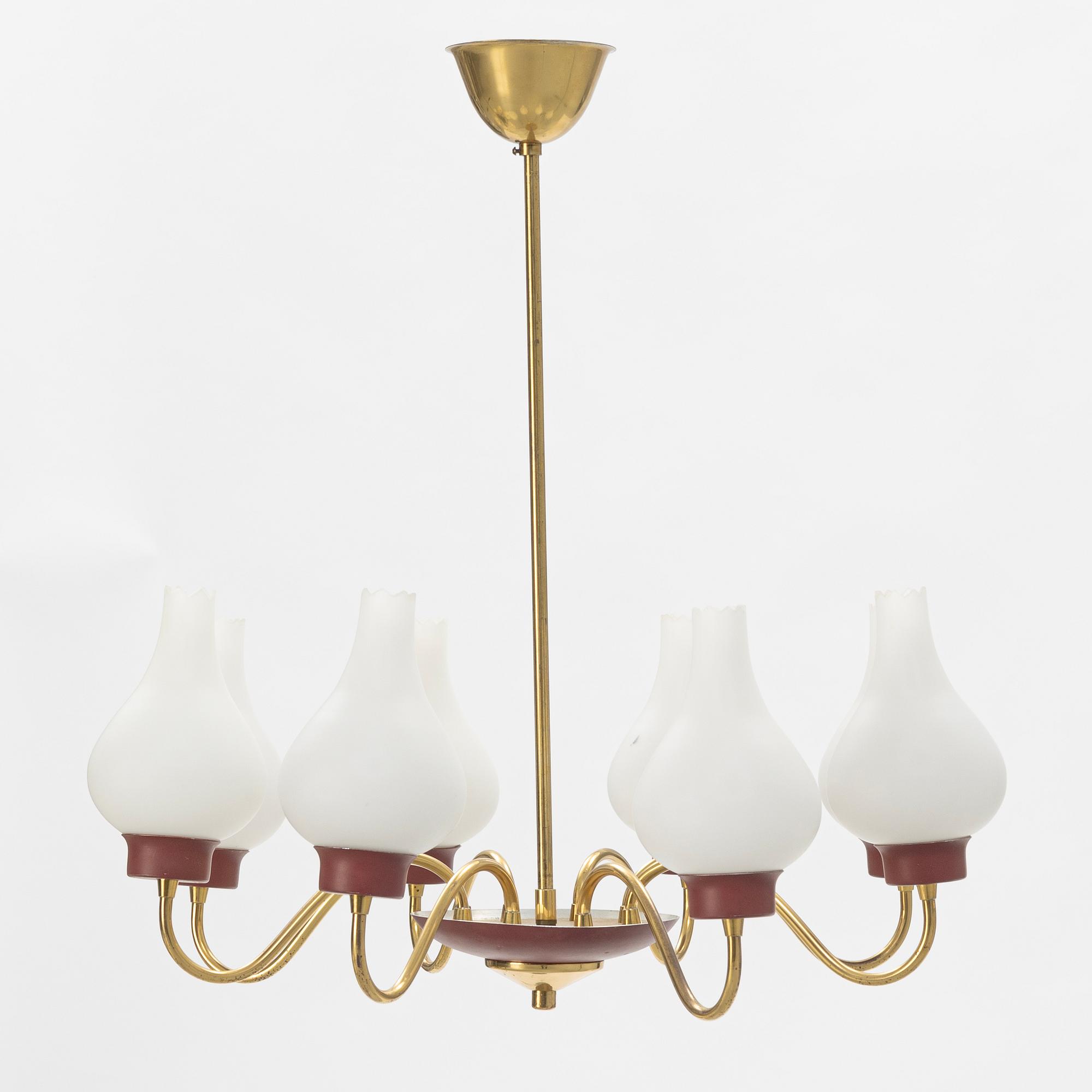 Taklampa, 1900-talets mitt. med åtta ljuspunkter.