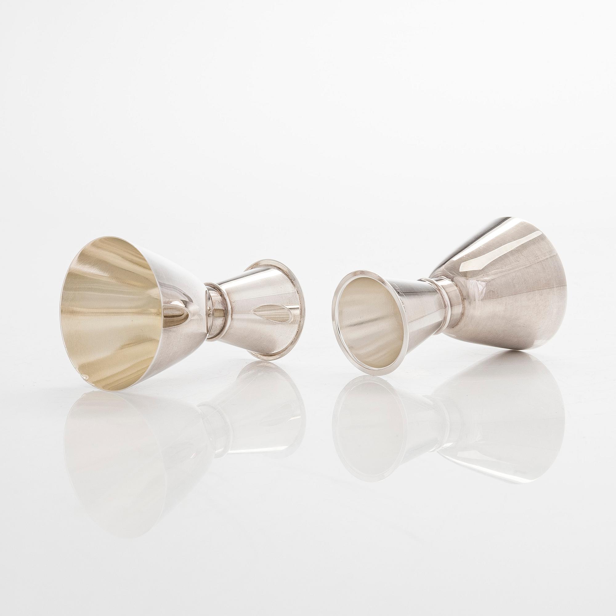 Tapio Wirkkala, a set of eight 'TW 329' silver beakers, Kultakeskus, Hämeenlinna 1967-1968.