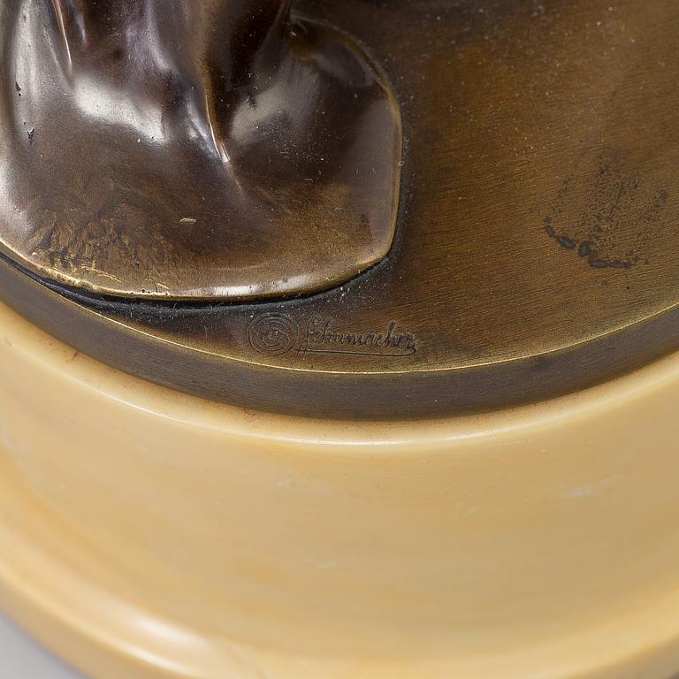 Unknown artist, a 20th century sculpture "Dancer with castanets", patinated bronze on marble bace, signed Blancz.