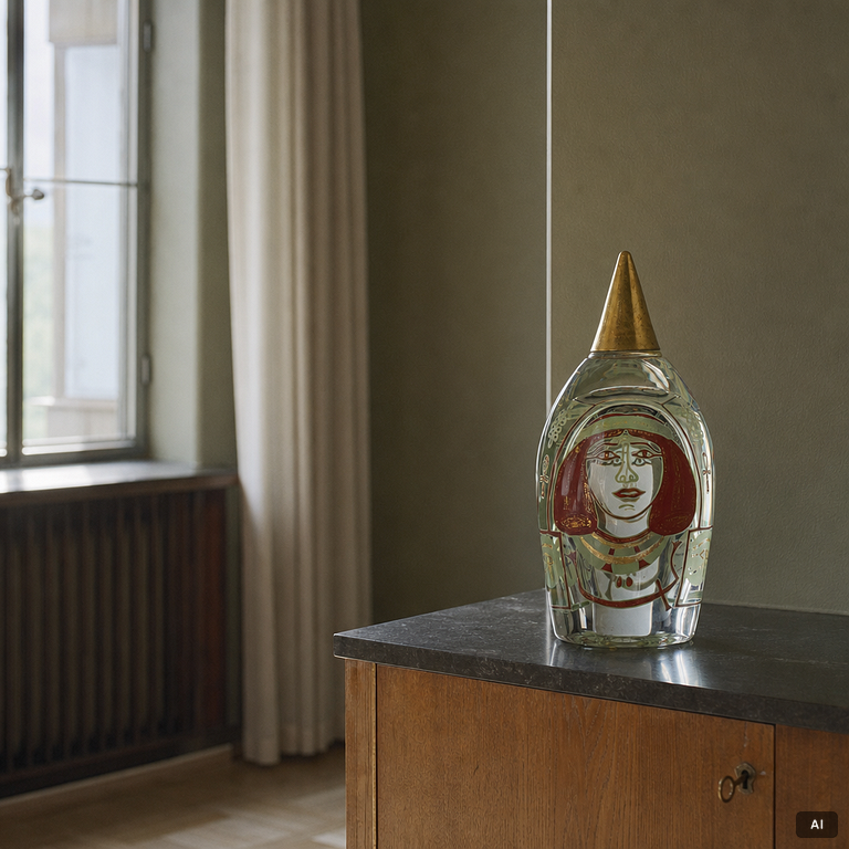 Hanne Dreutler, a glass sculpture "Queen", numbered 30b 5/12, Studio Åhus, Sweden, 1997.